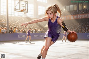 A girl in a basketball uniform holding a basketball.