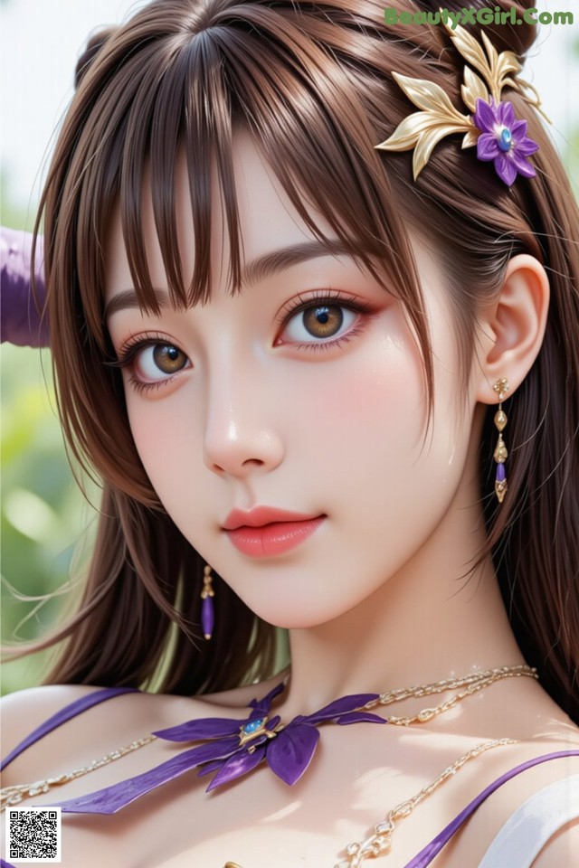Hentai - Sovereign of Lightning in Exquisite Garb Set.1 20250125 Part 16 No.9c85c6 A woman with long brown hair wearing a purple dress.