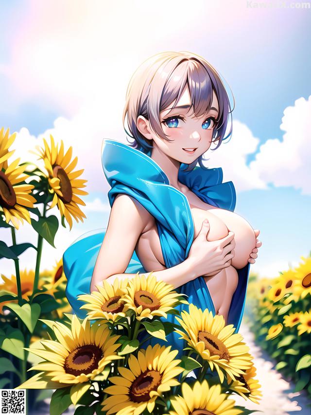 Hentai - 华彩繁花 Set 2 20230602 Part 9 No.503a06 A woman in a field of sunflowers holding a baby.