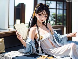 A woman in a kimono is posing for a picture.