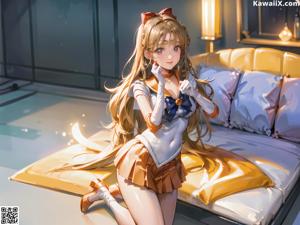 A girl in a sailor outfit is posing for a picture.