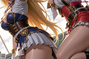 A woman in a sailor outfit is posing for a picture.