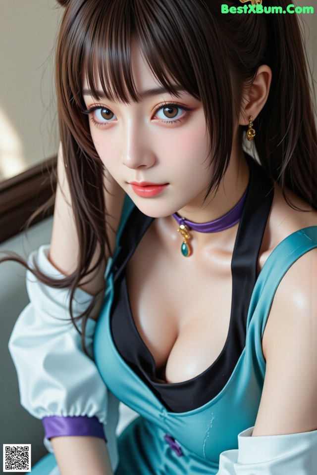 Hentai - Sovereign of Lightning in Exquisite Garb Set.1 20250125 Part 5 No.4e17ff A woman in a blue dress sitting on a couch.
