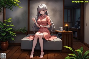 A woman in a gray bikini standing by a window.