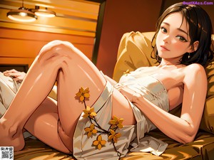 A woman sitting on top of a bed next to a window.