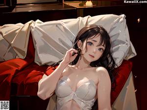 A nude anime girl posing in front of a window.